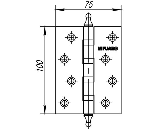 Петля универсальная Fuaro (Фуаро) 4BB/A/BL 100x75x2,5 AB (бронза) БЛИСТЕР