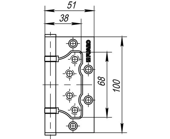 Петля универсальная Fuaro (Фуаро) без врезки 500-2BB/BL 100x2,5 SB (мат. золото) БЛИСТЕР