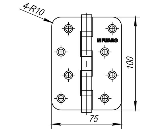 Петля универсальная Fuaro (Фуаро) 4BB-R10 100x75x2,5 PB (латунь)