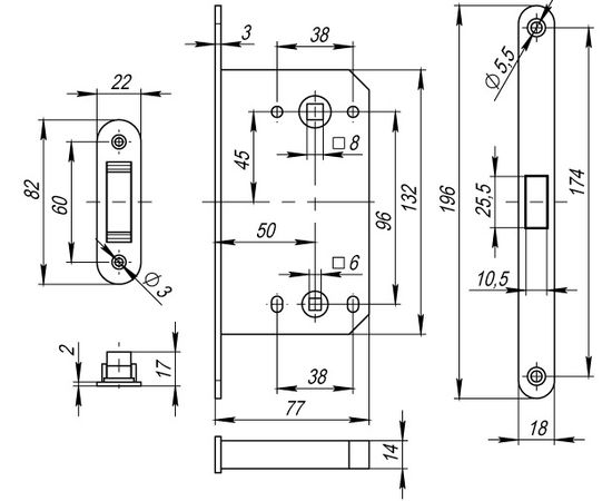 Защелка врезная Fuaro (Фуаро) MAGNET M96WC-50 AB бронза