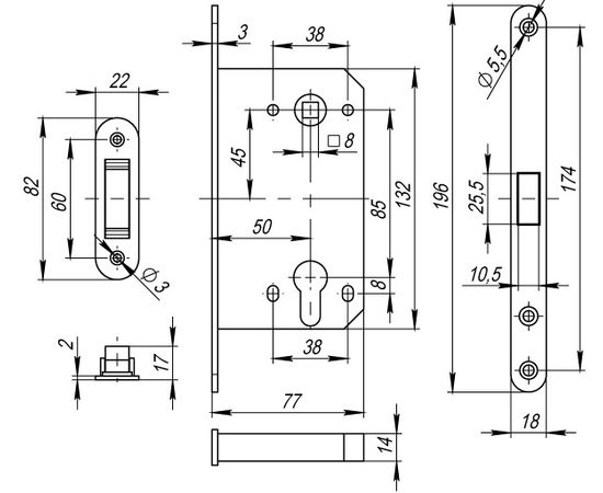 Корпус замка Fuaro (Фуаро) MAGNET M85C-50 AC медь