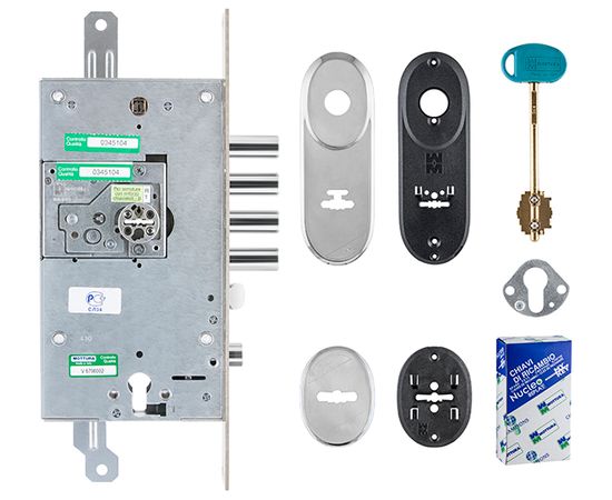 Замок врезной Mottura (Моттура) двухсистемный 54.Y787-D MyKey (правый) (накладки 95.323-95.324 CR),