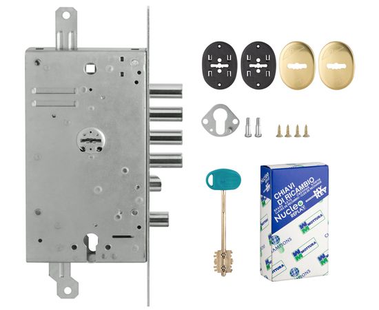 Замок врезной Mottura (Моттура) двухсистемный 54.Y787-S MyKey (левый) (накладки 95.323-95.324 CR), к