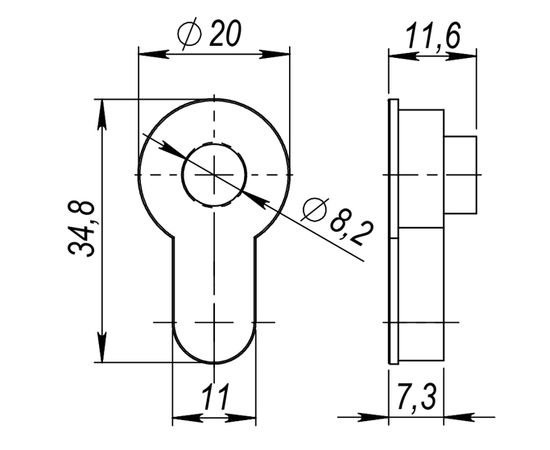 Вставка под Armadillo (Армадилло) шток для CYLINDER СP-8 хром