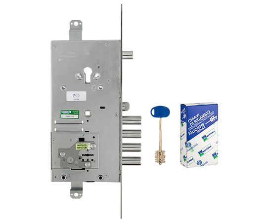 Замок врезной Mottura (Моттура) двухсистемный 54.J939M-D MyKey (правый), перекод. с торца, кл. 50 мм