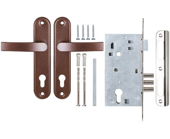 Корпус врезного Sam (Сам) замка с защёлкой в комплекте с ручкой ЗВ4-3 (медный антик) /78103/