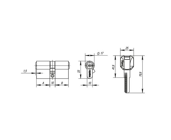 Цилиндровый механизм Punto (Пунто) Z400/60 mm (25+10+25) CP хром 5 кл.