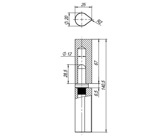 Приварная петля Fuaro Т1254/140х20x25 мм с подшипником