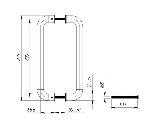 Ручка-скоба PH-21-25/300-INOX Fuaro (Фуаро) (нержавейка 304)