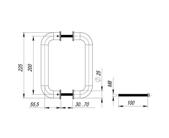 Ручка-скоба PH-21-25/200-INOX Fuaro (Фуаро) (нержавейка 304)