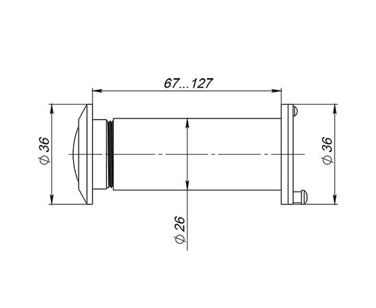 DVZ5, глазок, Fuaro (Фуаро) 25/180/70x125 (оптика стекло, угол обзора 180) CP Хром