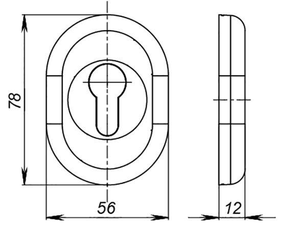 Накладка под Fuaro (Фуаро) цилиндр  ESC-12C CP-8 хром (2шт. в уп.,отгр. по 1 шт)