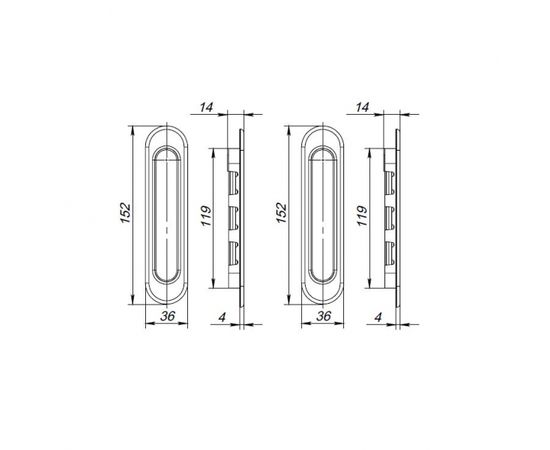 Ручки Punto (Пунто) для раздвижных дверей Soft LINE SL-010 SN