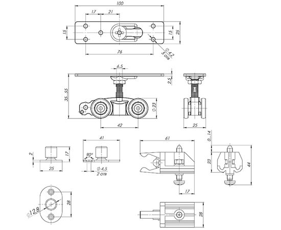Комплект Armadillo (Армадилло) для раздвижных дверей Comfort - PRO SET 1 /rollers/ 80 (CFA170)