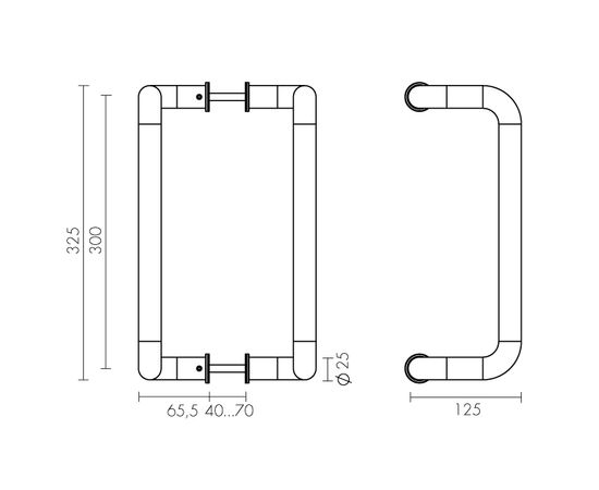 Ручка-скоба PH-25-25/300-INOX Fuaro (Фуаро) (нержавейка 304)