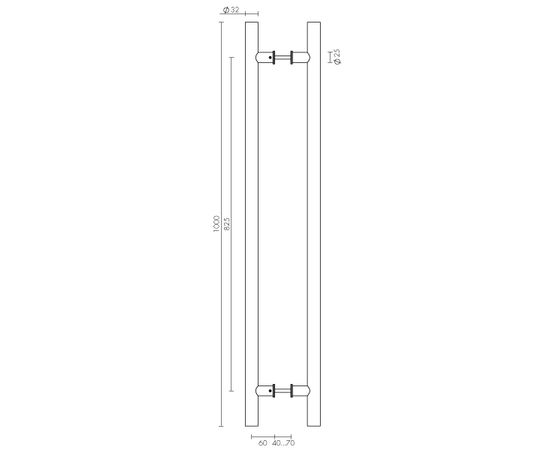 Ручка-скоба PH-22-25/825-INOX Fuaro (Фуаро) (нержавейка 304)