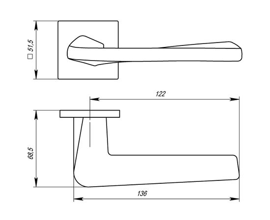 Ручка раздельная Armadillo (Армадилло) TORSO USS SN-3 Матовый никель