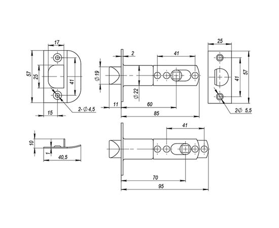 Ручка защелка Ajax (Аякс) 6010 CP-B (фик.) хром