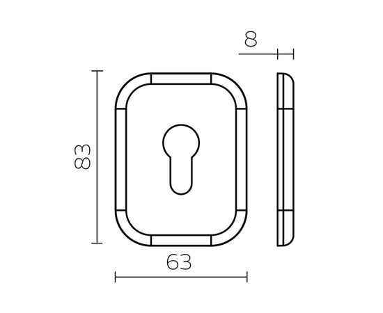 Декоративная накладка Fuaro (Фуаро) под цилиндр ESC 486-C SQ XL (хром) CP-8, 1 шт.