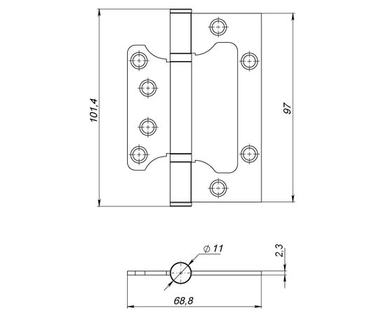 Петля универсальная Ajax (Аякс) без врезки 100/P-2B 100x2,3 AB (бронза)