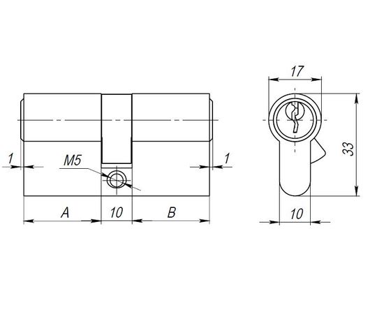 Цилиндровый механизм Ajax (Аякс) AX100/60 mm (25+10+25) PB латунь 5 кл.