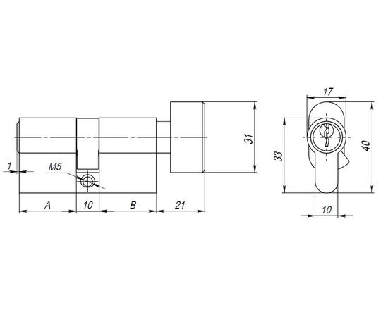 Цилиндровый механизм Ajax (Аякс) с вертушкой AX102/60 mm (25+10+25) CP хром 5 кл.