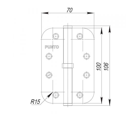 Петля съемная Punto (Пунто) S100113/R14-4R 100*70*2.5 PN right (перл.никель) правая