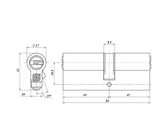 Цилиндровый механизм Guardian (Гардиан) GB 82 мм (41/41) Ni никель 5 кл. /128:4492/