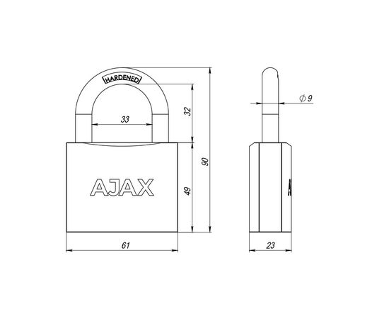 Замок навесной Ajax (Аякс) PD-01-63 англ. 3 кл. коробка