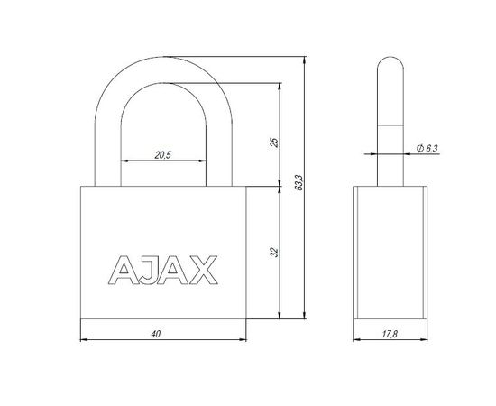 Замок навесной Ajax (Аякс) PD-30-40, фин. 3кл., блистер