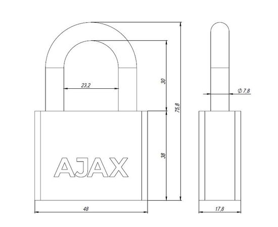 Замок навесной Ajax (Аякс) PD-30-50, фин. 3кл., блистер