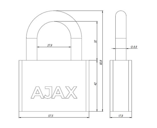 Замок навесной Ajax (Аякс) PD-30-60, фин. 3кл., блистер