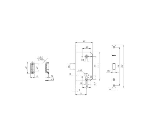 Замок межкомнатный Fuaro (Фуаро) под цилиндр MAGNET M85C-50 AB (бронза) (new plate)