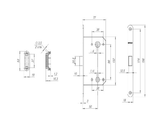 Защелка врезная Fuaro (Фуаро) MAGNET M96WC-50 AB бронза (new plate)