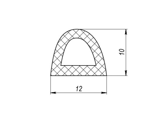 Самоклеящийся уплотнитель, Fuaro (Фуаро) D 12х10 мм, черный (150 м)