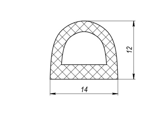 Самоклеящийся уплотнитель, Fuaro (Фуаро) D 14х12 мм, черный (120 м)