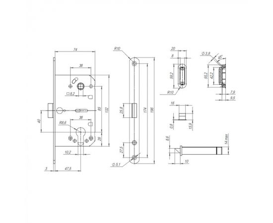 Корпус замка Punto (Пунто) ML85-50 SN (мат.никель)